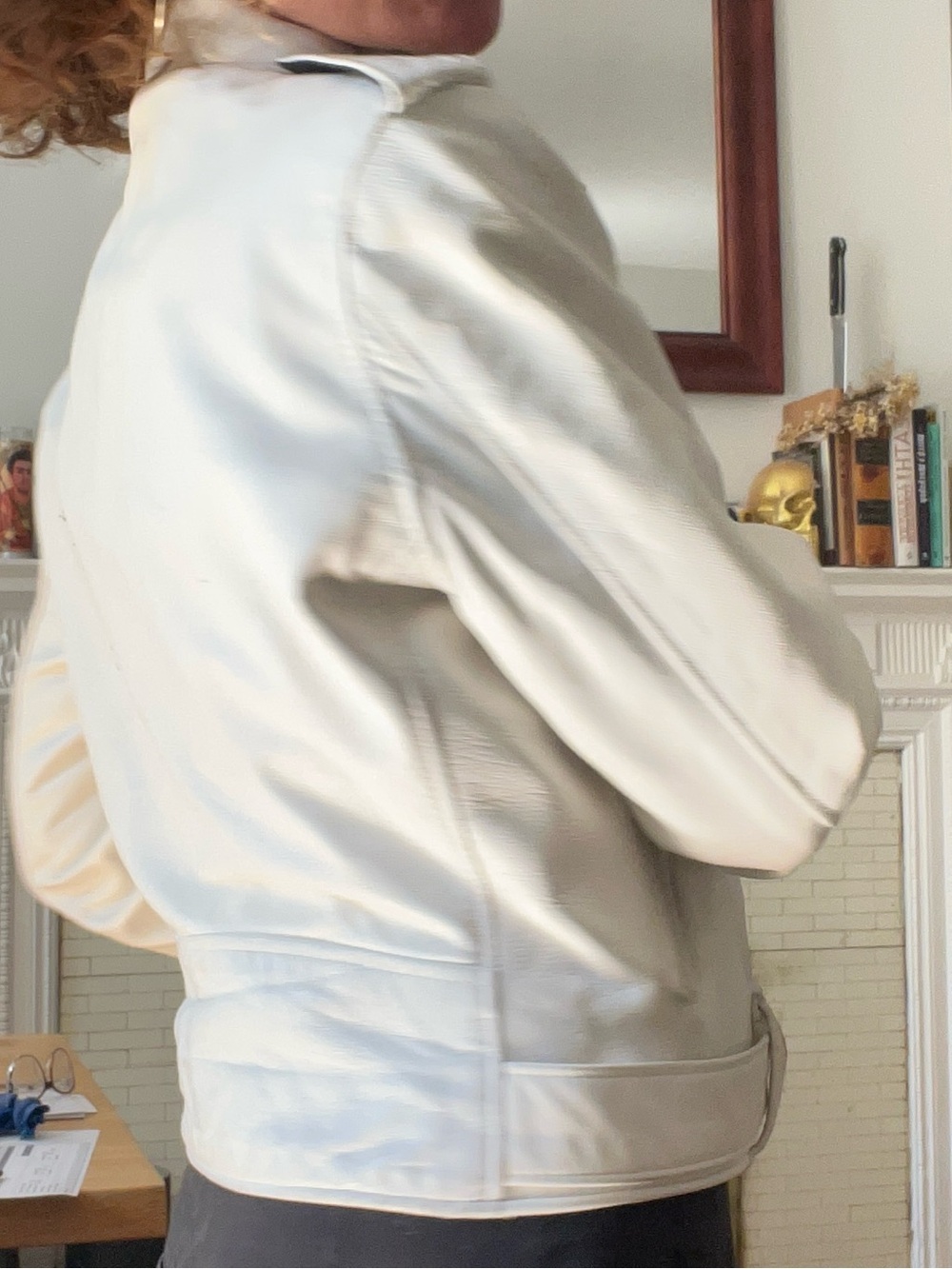 Schott NYC Off-White Leather Biker Jacket